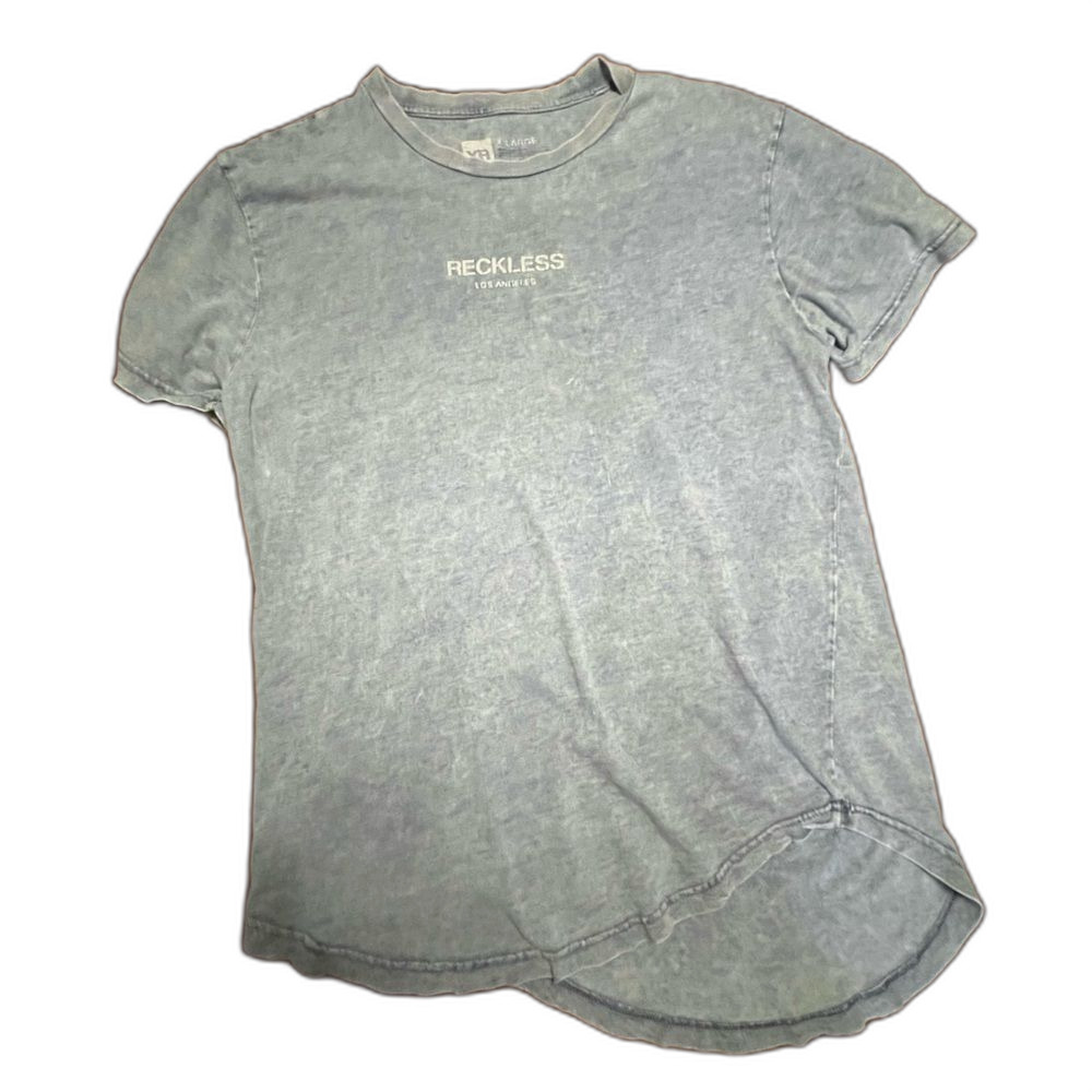 Vintage Young & Reckless High Low Curved Hem Distressed Tee